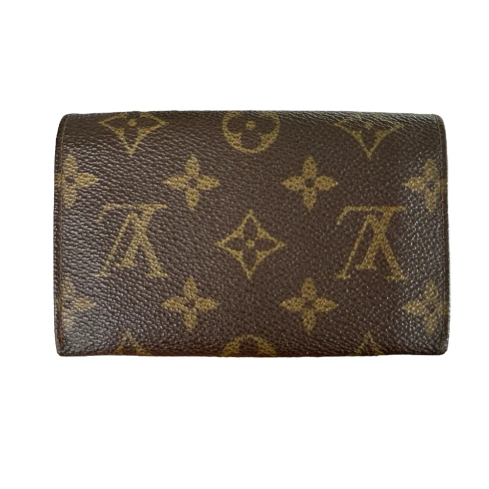 Authentic Louis Vuitton Vintage Monogram Leather & Gold Trim Tresor Wallet - Picture 4 of 12